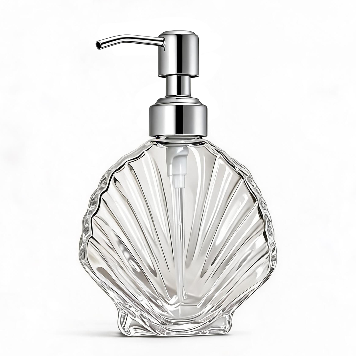 Home Bathroom Soap Dispenser - Decorative Seashell Glass Soap Dispenser with