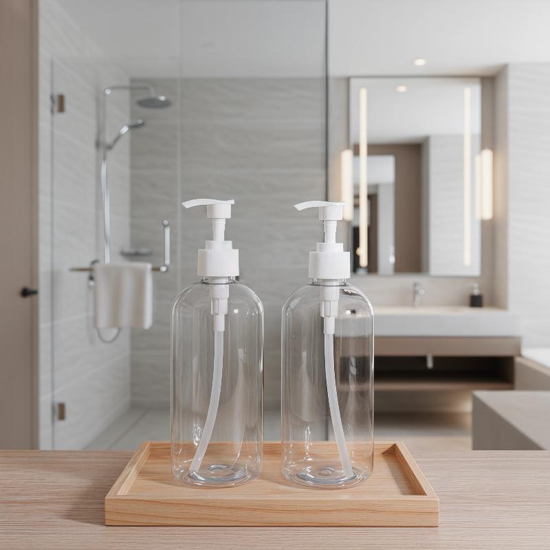Home Bathroom Soap Dispenser - Transparent Bottle Body Plastic Pump Bottles