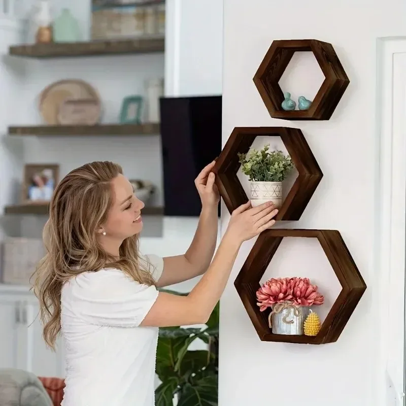 Home Bathroom Shelf - Latest Models Hexagon Floating Wall Shelf,