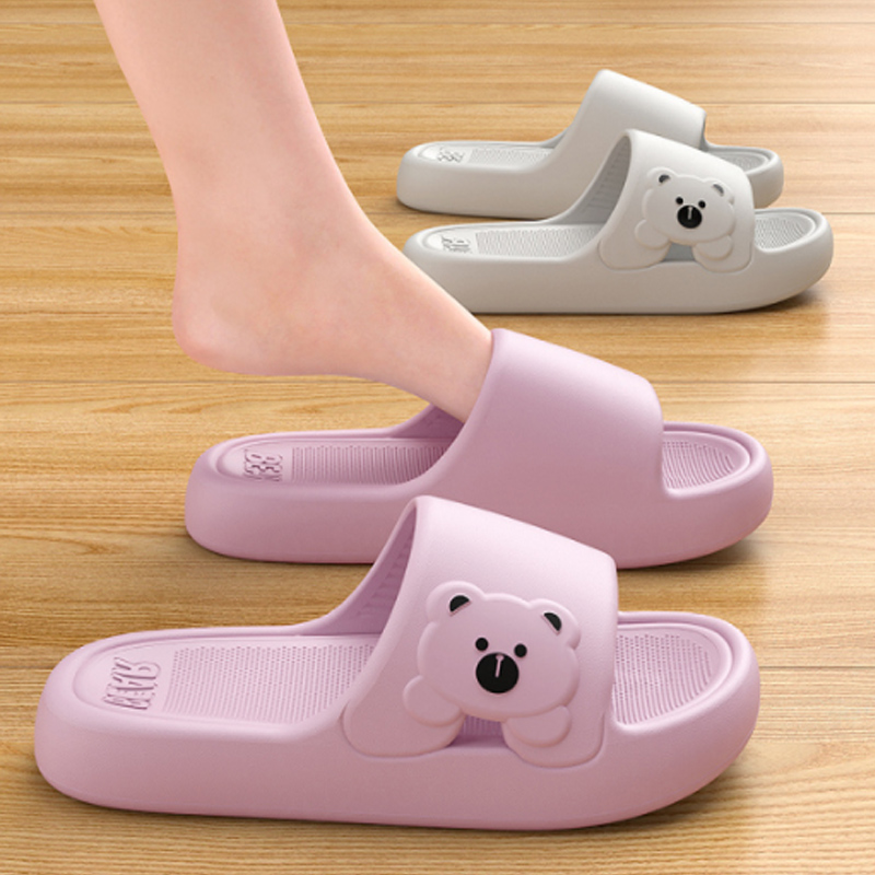 Home Bath - Slippers Bathroom Cartoon Bear Indoor Slippers