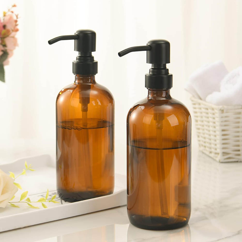 Amber Glass Soap Dispenser wit - Home Bathroom Soap Dispenser 评论和价格