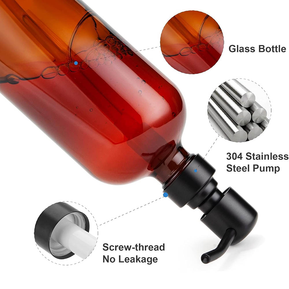 Amber Glass Soap Dispenser wit - Home Bathroom Soap Dispenser 评论和价格