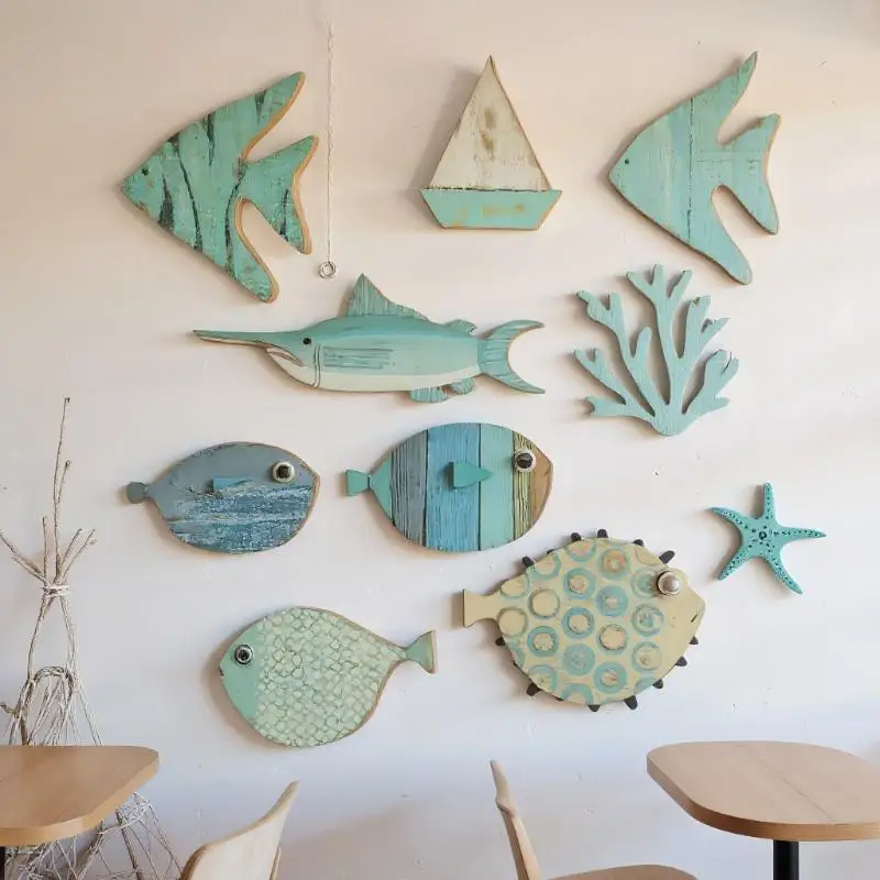 10pcs/set Fish Wall Decor Wood - Jet Home Bathroom 评论和价格