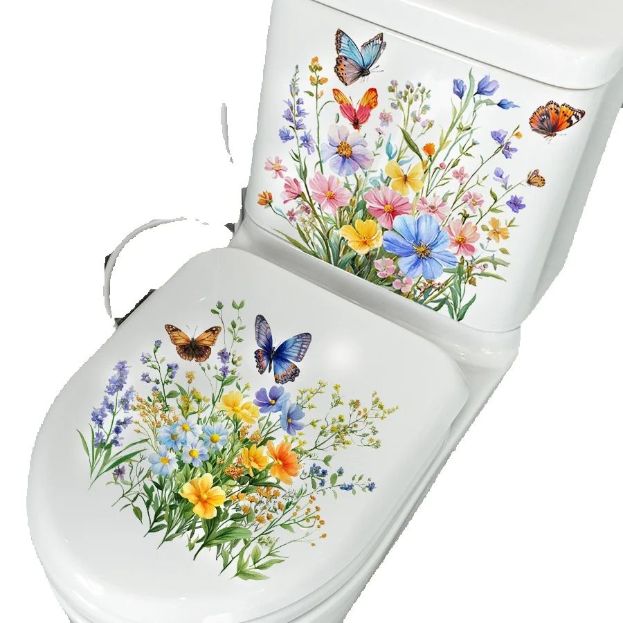 2PCS Fresh Flower & Butterfly  - Home Bathroom Floor Tiles 评论和价格