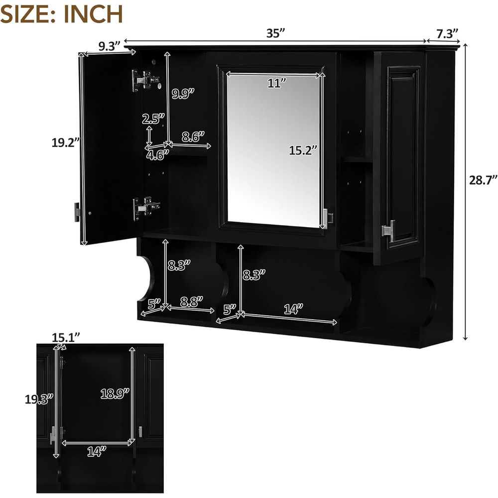 Bathroom Wall Cabinet with Mir - Home Bathroom Shelf 评论和价格