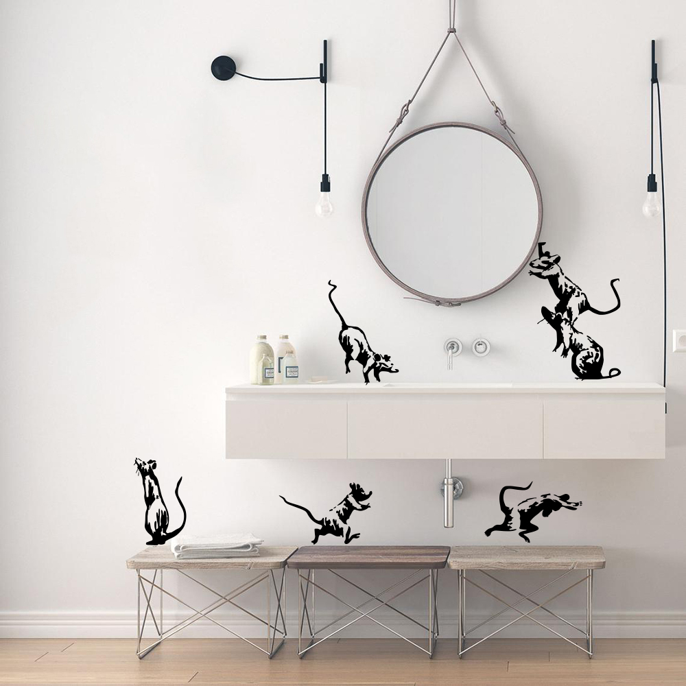 5Pcs Banksy Toilet Rats Wall S - Home Bathroom Floor Tiles 评论和价格