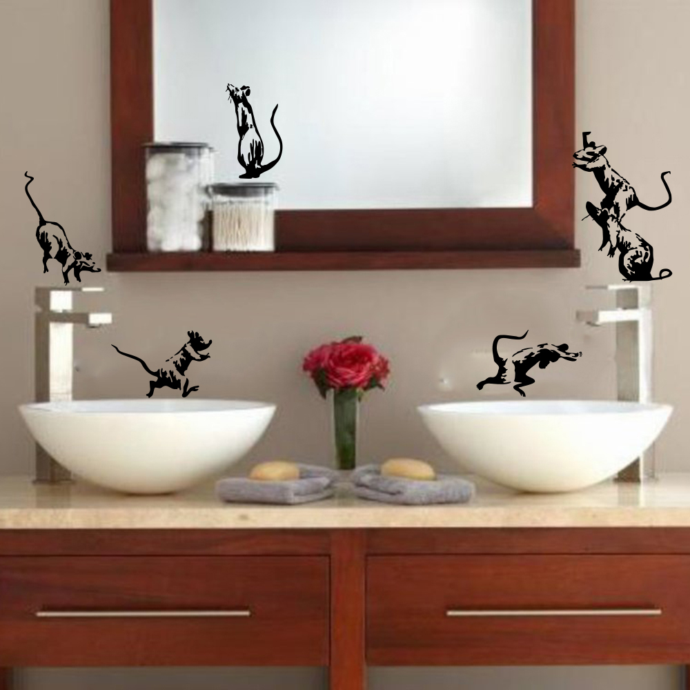 5Pcs Banksy Toilet Rats Wall S - Home Bathroom Floor Tiles 评论和价格