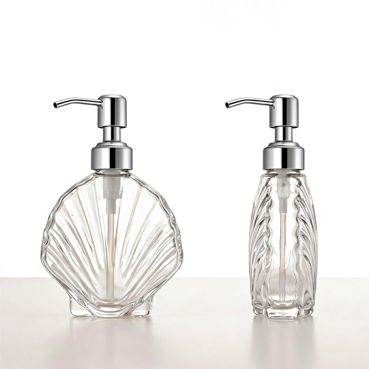 Decorative Seashell Glass Soap - Home Bathroom Soap Dispenser 评论和价格