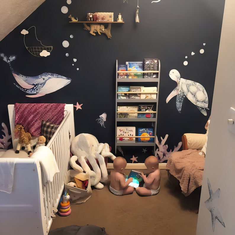 Watercolor Sea Life Ocean Wall - Home Bathroom Floor Tiles 评论和价格