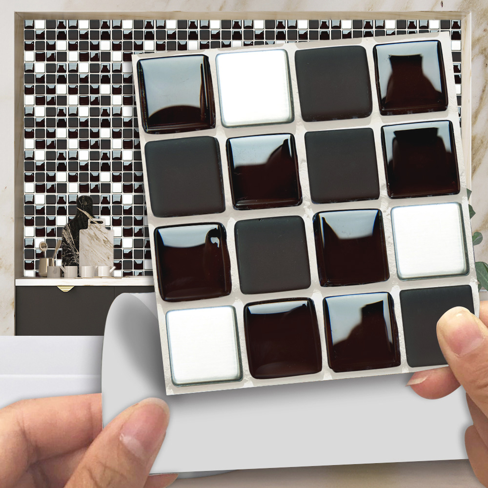 Black & White Marble Mosaic Ti - Home Bathroom Floor Tiles 评论和价格
