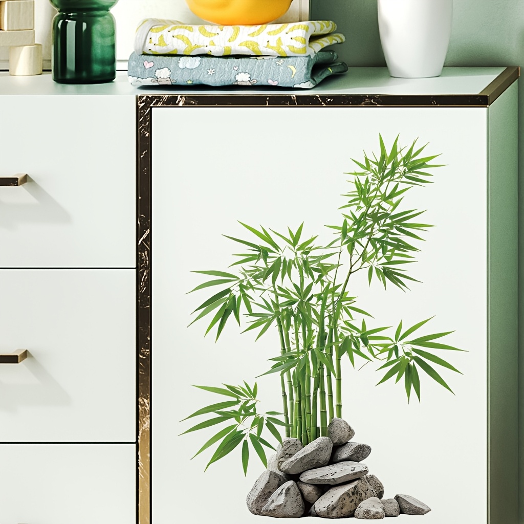 Watercolor Green Bamboo Leaf P - Home Bathroom Floor Tiles 评论和价格