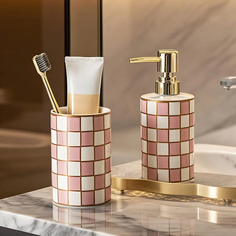 Luxury Cylindrical Ceramic Lot - Home Bathroom Soap Dispenser 评论和价格
