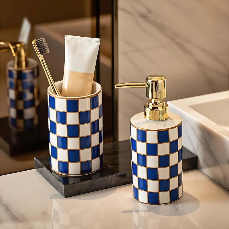 Luxury Cylindrical Ceramic Lot - Home Bathroom Soap Dispenser 评论和价格