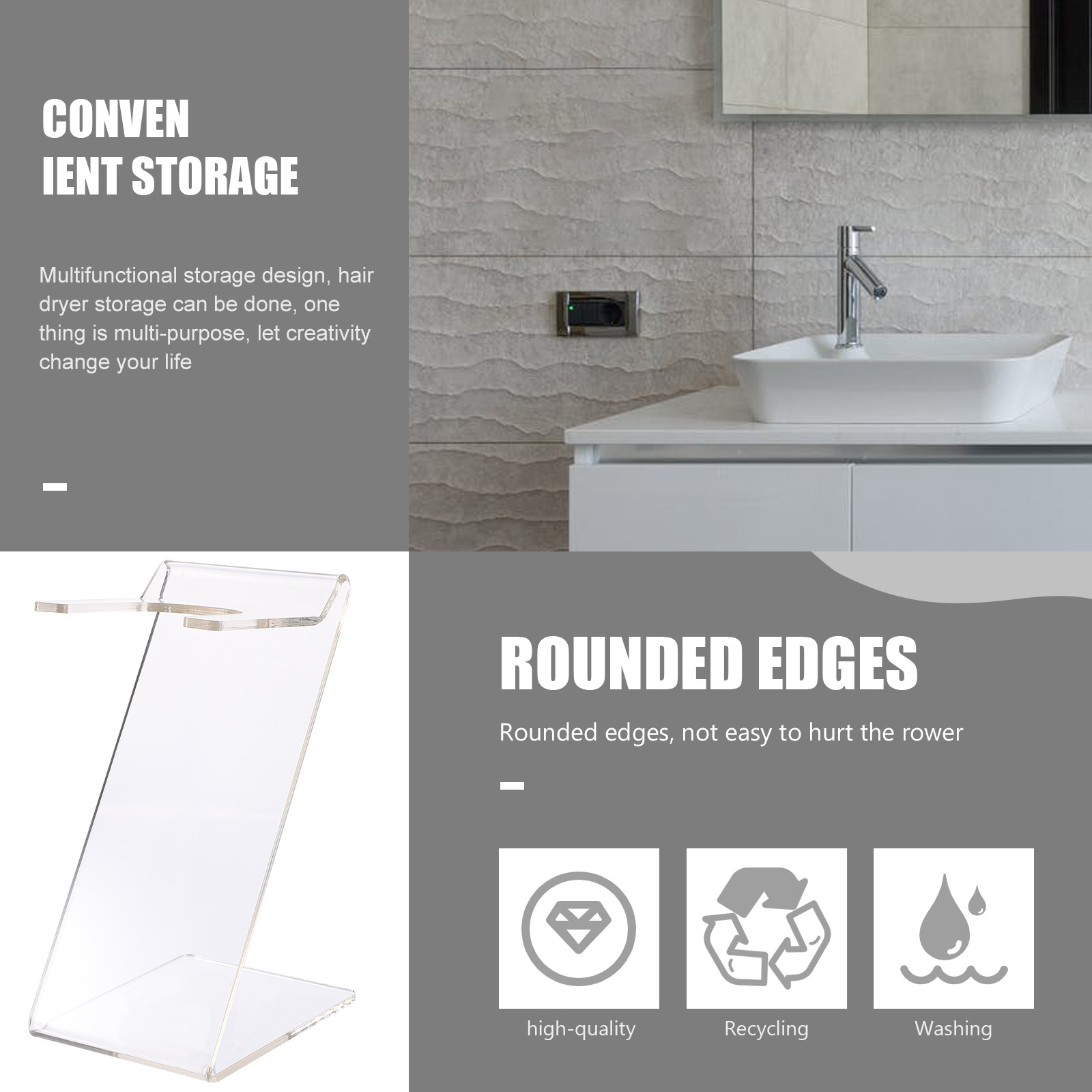 Premium Hair Dryer Display Rac - Home Bathroom Shelf 评论和价格