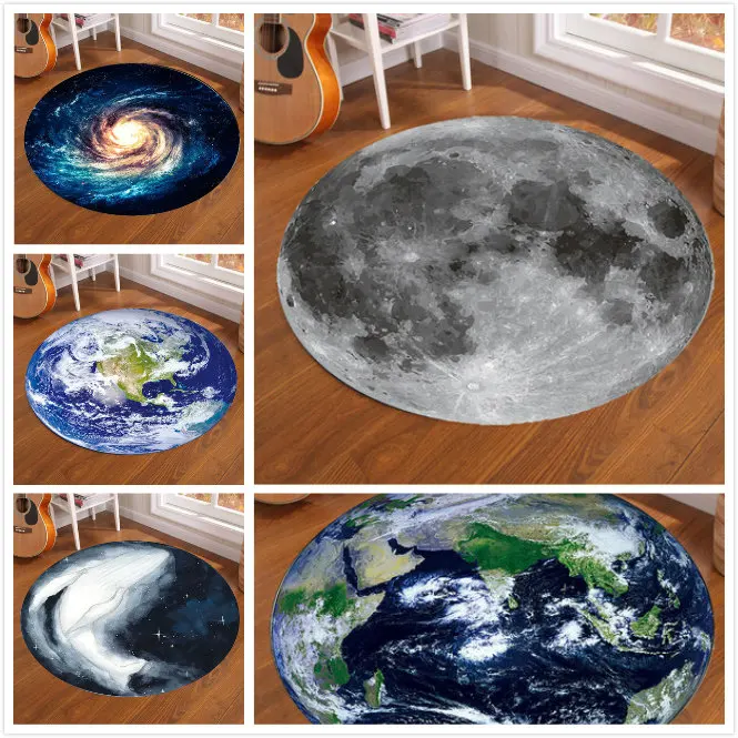 Galaxy Earth Moon Round Carpet - Home Bathroom Carpet 评论和价格