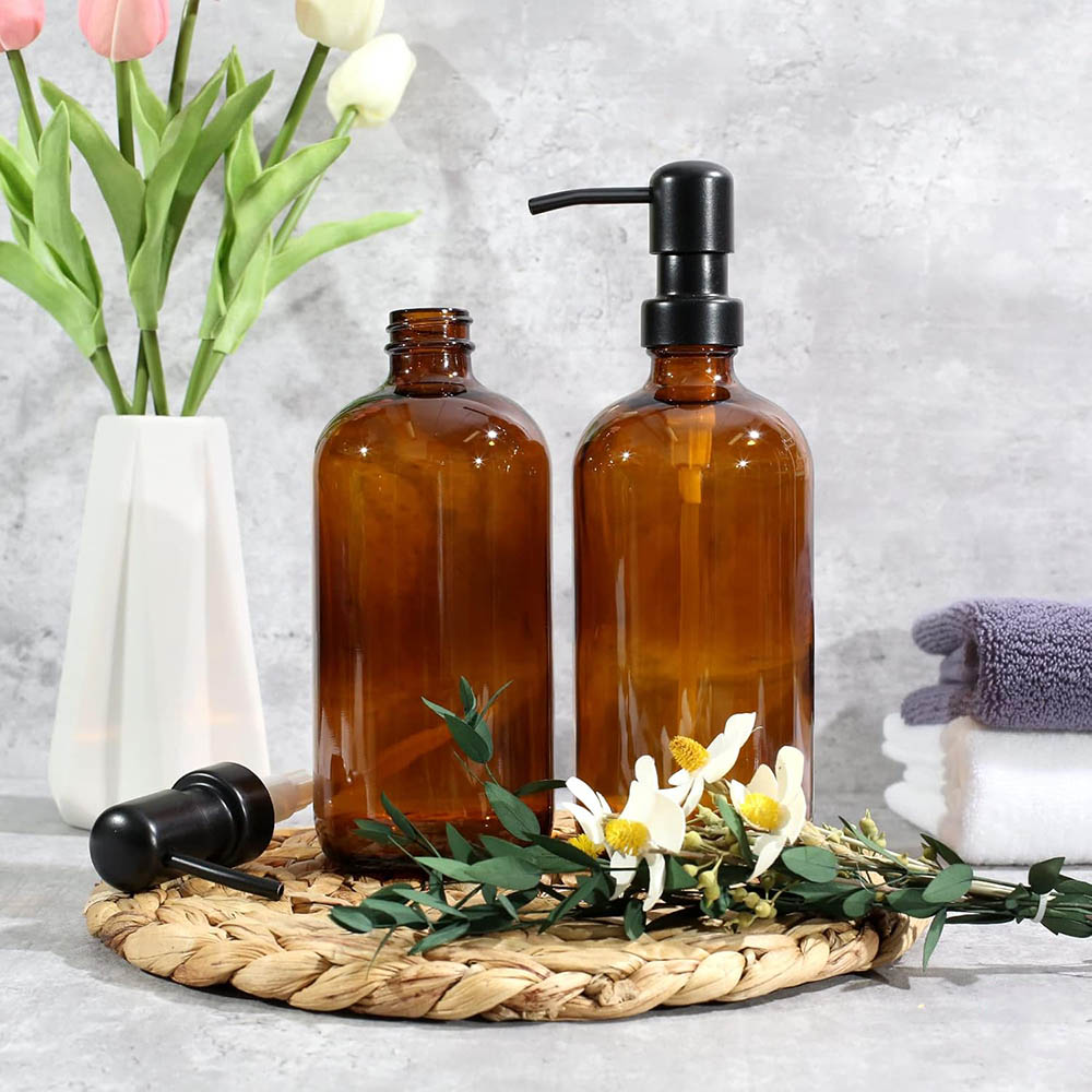 Amber Glass Soap Dispenser, 2  - Home Bathroom Soap Dispenser 评论和价格