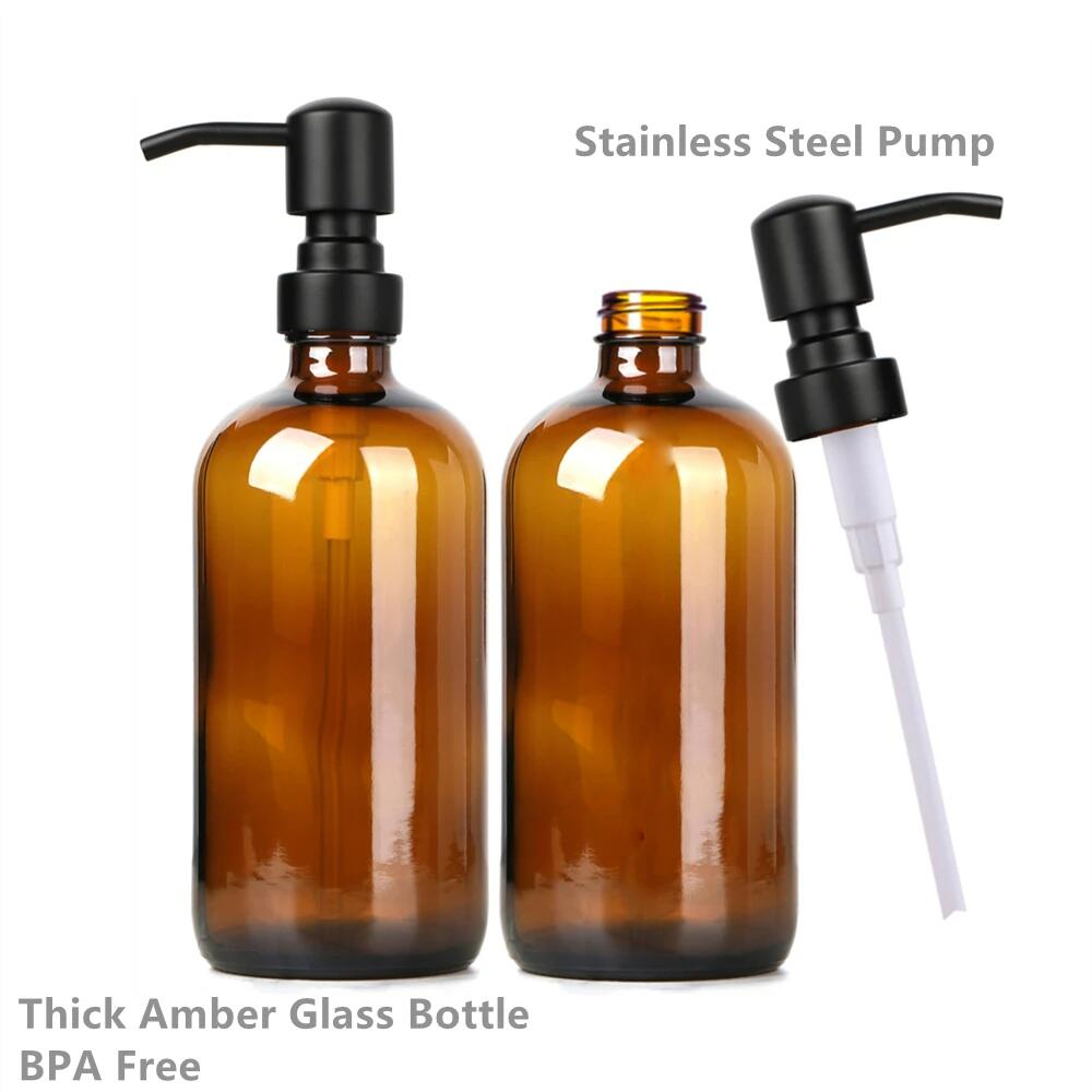Amber Glass Soap Dispenser wit - Home Bathroom Soap Dispenser 评论和价格